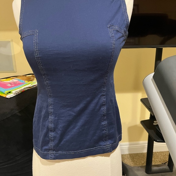 Vintage Versace muscle tank, navy with gold trim, size small - Picture 4 of 10